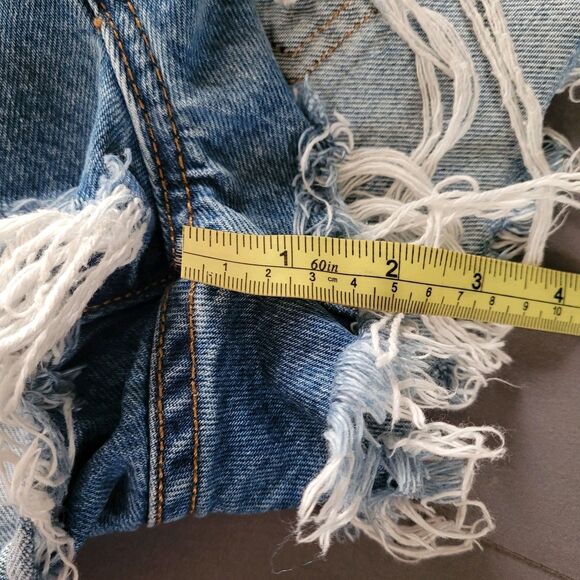 LEVI’S 501 Distressed Blue Denim Jean Shorts - Picture 4 of 11